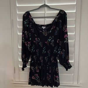 Planet Blue long sleeve smocked waist mini dress, size S